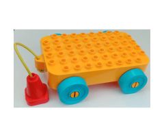 Duplo, Vehicle Car Base 6 x 10 x 1 1/2 with Medium Azure Wheels, Green String and Red Handle Cone