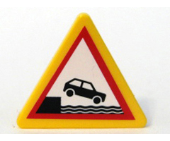 Road Sign 2 x 2 Triangle with Clip with Car Falling into Water Pattern (Sticker) - Set 7994