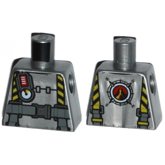 Torso Safety Suit with Gauge, Black and Yellow Straps and Gray Belt with Silver Clasp Pattern