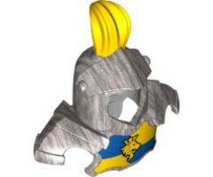 Duplo, Figure Wear & Utensil Clothing Head Armor with White Top Feather and Blue and Yellow Breastplate with Lion and Crown Pattern