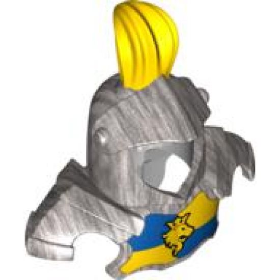Duplo, Figure Wear & Utensil Clothing Head Armor with White Top Feather and Blue and Yellow Breastplate with Lion and Crown Pattern