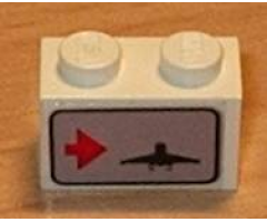 Brick 1 x 2 with Red Arrow on Left Side pointing Right & Airplane Pattern (Sticker) - Set 6396