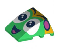 Wedge 4 x 3 No Studs with Face, Black Eyes and Open Smile Mouth Pattern