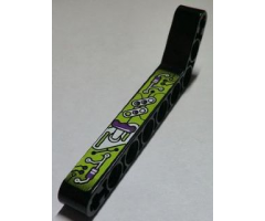 Technic, Liftarm 1 x 9 Bent (7 - 3) Thick with Purple, Silver and Lime Gauges and Levers Pattern Model Right (Sticker) - Set 8305