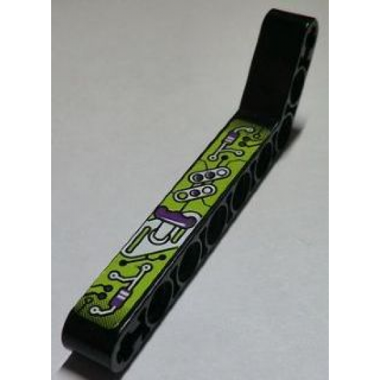 Technic, Liftarm 1 x 9 Bent (7 - 3) Thick with Purple, Silver and Lime Gauges and Levers Pattern Model Right (Sticker) - Set 8305