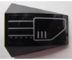 Wedge 4 x 4 No Studs with Silver 3 Lines, 5 Dots and Vent Pattern Model Right Side (Sticker) - Set 7709