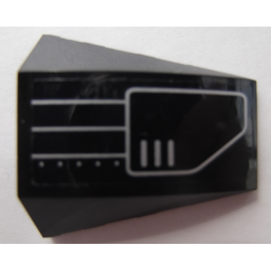Wedge 4 x 4 No Studs with Silver 3 Lines, 5 Dots and Vent Pattern Model Right Side (Sticker) - Set 7709