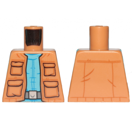 Torso SW Vest with Pockets and Medium Blue Creased Shirt with Gray Belt Pattern (Greedo)
