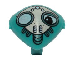 Minifigure, Head, Modified Martian with Clip, One Eye Covered Face Mask Pattern
