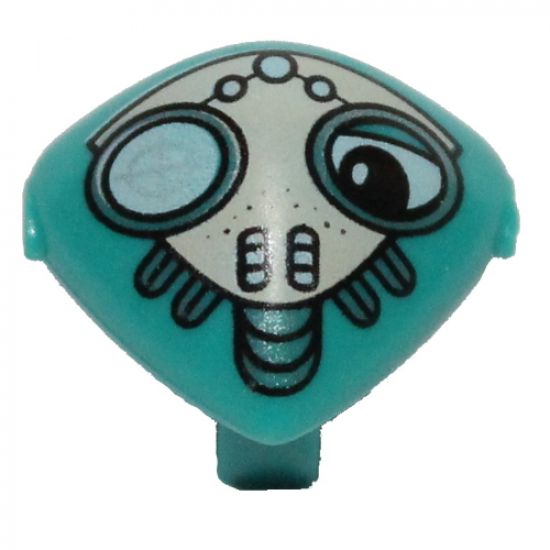 Minifigure, Head, Modified Martian with Clip, One Eye Covered Face Mask Pattern