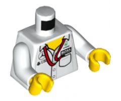 Torso Speed Champions with Boss, Mercedes-Benz, Petronas and UBS Logos and Red Ribbon and Pocket, Front and Back Pattern / White Arms / Yellow Hands
