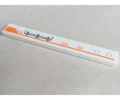 Tile 1 x 8 with Orange Line and Mechanical Pattern Model Left Side (Sticker) - Set 7645