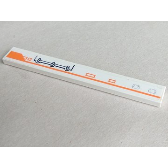 Tile 1 x 8 with Orange Line and Mechanical Pattern Model Left Side (Sticker) - Set 7645