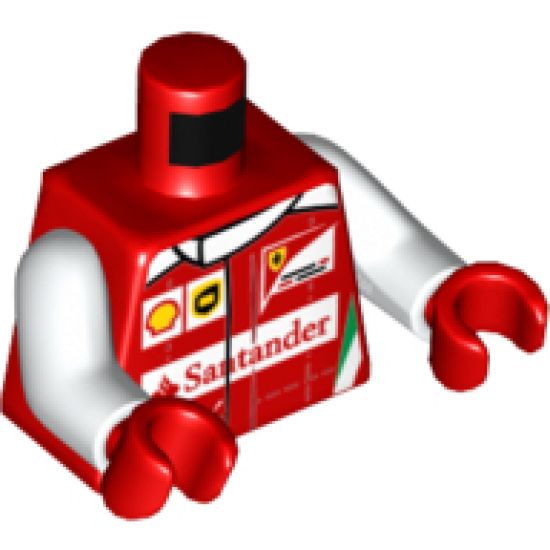 Torso Speed Champions with Shell, UPS, Ferrari, Puma and Red Santander Logo Front, Ferrari Logo Back Pattern / White Arms / Red Hands
