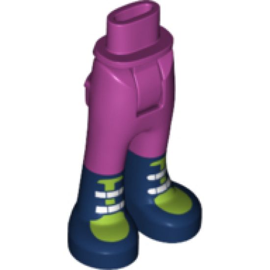 Mini Doll, Legs with Hips and Trousers with Back Pockets and Dark Blue Boots with Lime Tops and White Fasteners Pattern
