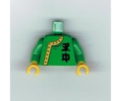 Torso Adventurers Orient Side-Buttoned Shirt with Chinese Characters Pattern / Green Arms / Yellow Hands