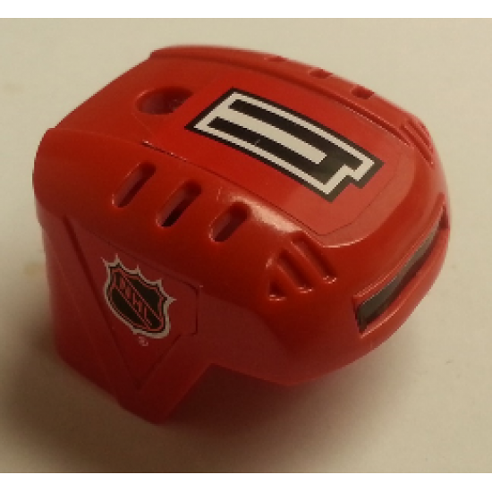 Sports Hockey Helmet with NHL Logo Both Sides, Black Number 4 and Black Stripe Pattern (Stickers) - Set 3540