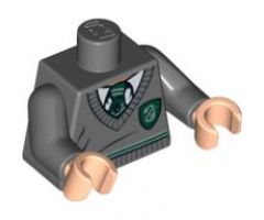 Torso Harry Potter Uniform Slytherin Shield and Stripe Pattern / Dark Bluish Gray Arms / Light Nougat Hands