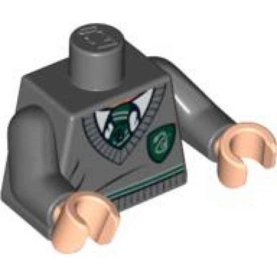 Torso Harry Potter Uniform Slytherin Shield and Stripe Pattern / Dark Bluish Gray Arms / Light Nougat Hands