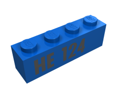 Brick 1 x 4 with Black 'HE 124' Pattern
