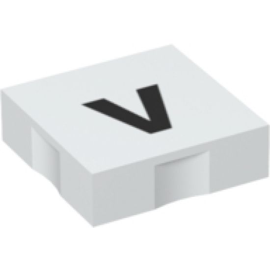 Duplo, Tile 2 x 2 with Black Lowercase Letter v Pattern