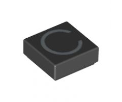 Tile 1 x 1 with Silver Capital Letter C Pattern