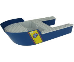 Boat Hull Giant Bow 40 x 20 x 7, Top Color Light Bluish Gray with '66' and Hammerhead Shark Head Pattern on Both Sides (Stickers) - Set 60266