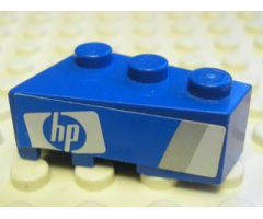 Wedge 3 x 2 Right with 'HP' Logo and Silver and White Stripes Pattern (Sticker) - Set 8374