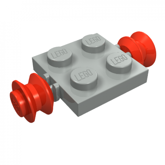 Wheel Plate, Modified 2 x 2 with Wheels Red