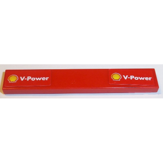 Tile 1 x 6 with White 'V-Power' and Shell Logo on Both Ends Pattern (Stickers) - Sets 8168 / 8185