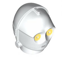 Minifigure, Head, Modified SW C-3PO / K-3PO Protocol Droid with Yellow Eyes Pattern