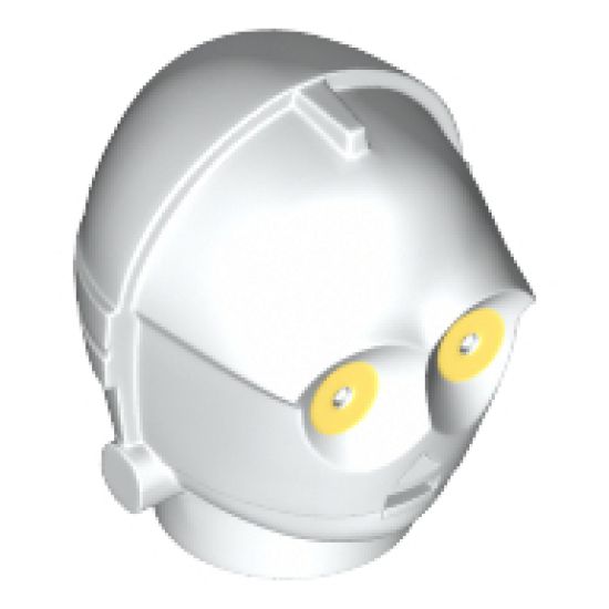 Minifigure, Head, Modified SW C-3PO / K-3PO Protocol Droid with Yellow Eyes Pattern