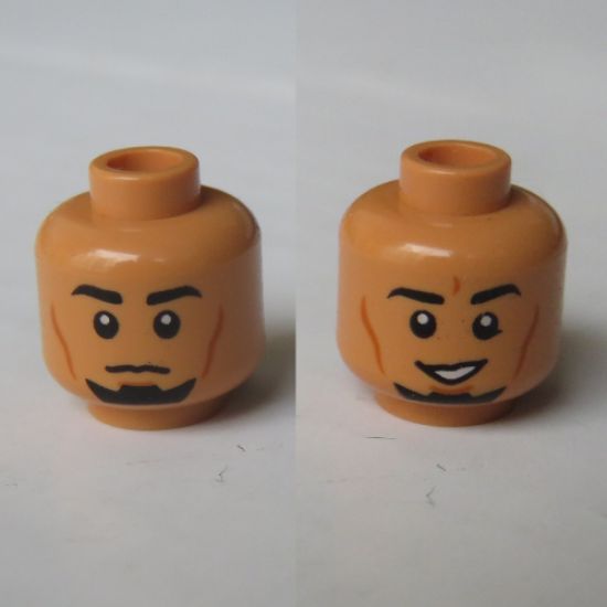 Minifigure, Head Dual Sided Male Black Eyebrows, Goatee, Cheek Lines, Smile / Neutral Pattern (SW Kanan Jarrus) - Hollow Stud