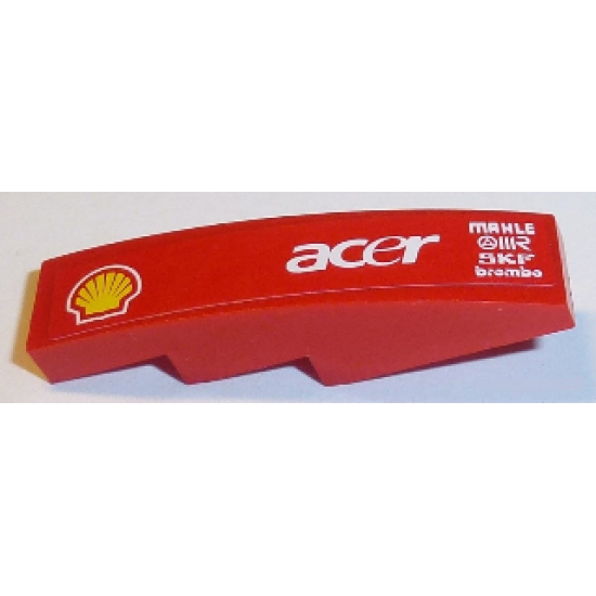 Slope, Curved 4 x 1 with Shell Logo, 'acer', 'MAHLE', 'OMR', 'SKF' and 'brembo' Pattern Model Left Side (Sticker) - Sets 8168 / 8185