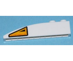 Slope, Curved 6 x 1 with Orange and Black Warning Triangle Pattern Model Left Side (Sticker) - Set 7676