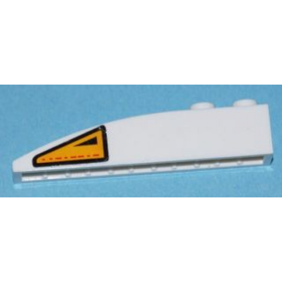 Slope, Curved 6 x 1 with Orange and Black Warning Triangle Pattern Model Left Side (Sticker) - Set 7676