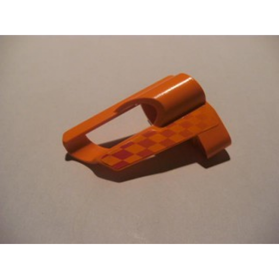 Technic, Panel Fairing # 6 Small Short, Large Hole, Side B with Red and Orange Checkered Pattern (Sticker) - Set 8473