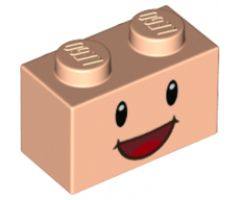 Brick, Modified 1 x 2 with Studs on 1 Side with Black Eyes, White Pupils and Open Mouth Smile Pattern