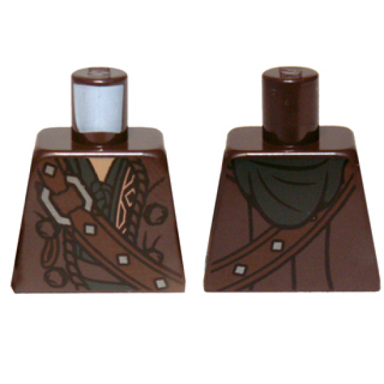 Torso LotR Coat with Shoulder Strap, Silver Buckle and Dark Green Hood Pattern