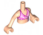 Mini Doll, Torso Friends Girl Dark Pink and White Bikini Top with Magenta Edges Pattern, Light Nougat Arms with Hands