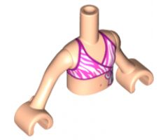 Mini Doll, Torso Friends Girl Dark Pink and White Bikini Top with Magenta Edges Pattern, Light Nougat Arms with Hands