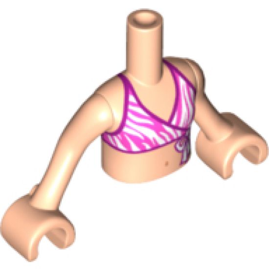 Mini Doll, Torso Friends Girl Dark Pink and White Bikini Top with Magenta Edges Pattern, Light Nougat Arms with Hands