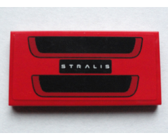 Tile 2 x 4 with White 'STRALIS' and Black Grille Pattern (Sticker) - Set 75913