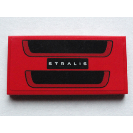 Tile 2 x 4 with White 'STRALIS' and Black Grille Pattern (Sticker) - Set 75913