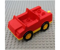 Duplo, Vehicle Car with 2 x 2 Studs in Bed, 1 Stud in Cab and Yellow Base