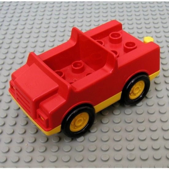 Duplo, Vehicle Car with 2 x 2 Studs in Bed, 1 Stud in Cab and Yellow Base