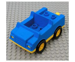 Duplo, Vehicle Car with 2 x 2 Studs in Bed, 1 Stud in Cab and Yellow Base