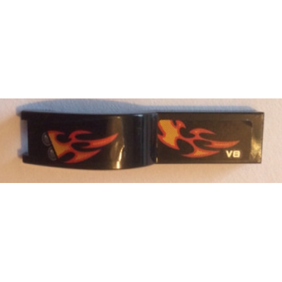 Vehicle, Mudguard 1 x 4 1/2 with Headlights and Flames Pattern Model Left Side (Stickers) - Set 7802