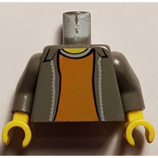 Torso Spider-Man Open Jacket with Collar and Dark Orange Shirt Pattern / Dark Gray Arms / Yellow Hands