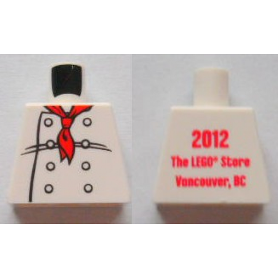 Torso Chef with 8 Buttons, Long Red Neckerchief Front, 2012 The LEGO Store Vancouver, BC Back Pattern